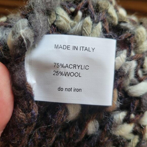 New italian wool blend brown & tan knit caddie cap winter hat - Picture 4 of 4